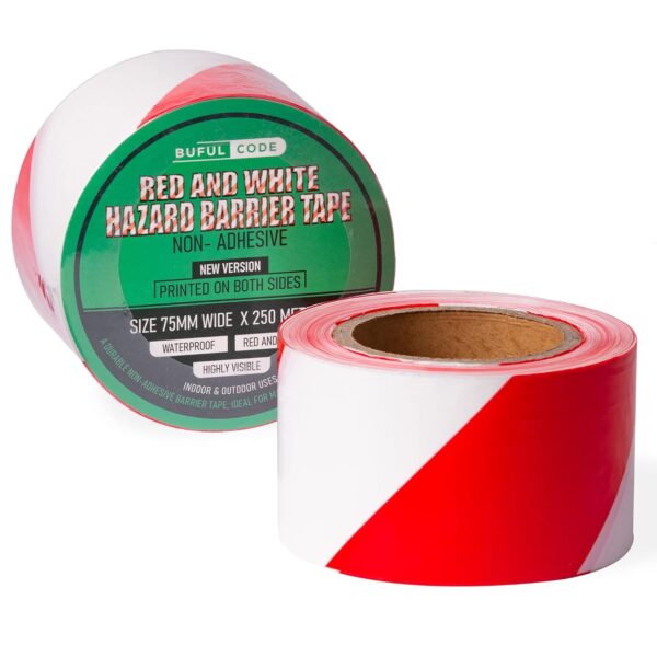 Red and White Non-Adhesive Barrier Tape - Image 2
