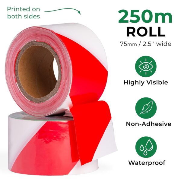 Red and White Non-Adhesive Barrier Tape - Image 3