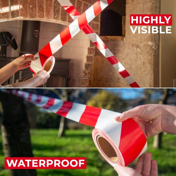 Red and White Non-Adhesive Barrier Tape - Image 4